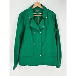 Market & Spruce Suva‎ Cargo Jacket Green Double Breasted Snaps Size L